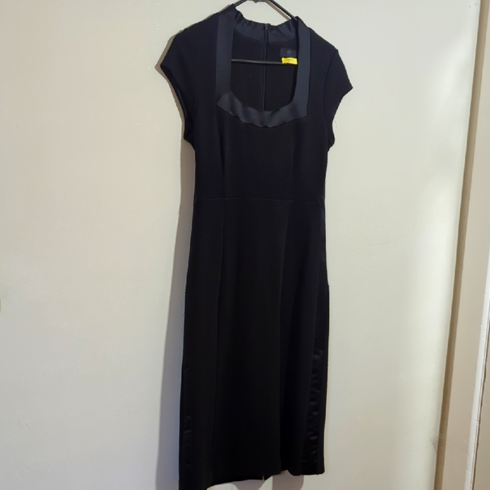 Banana Republic Black Sheath Midi Dress with Cap Sleeves